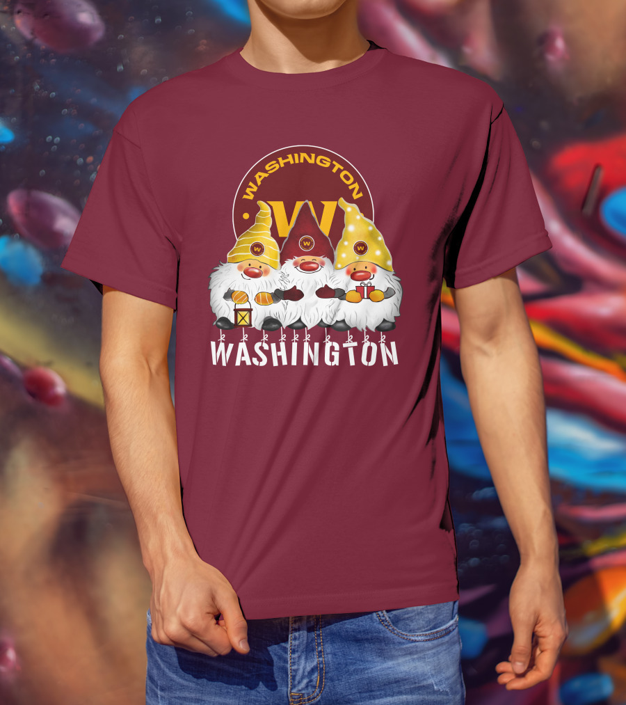 Washington Football Team Christmas Holiday Gnomes W T-Shirt