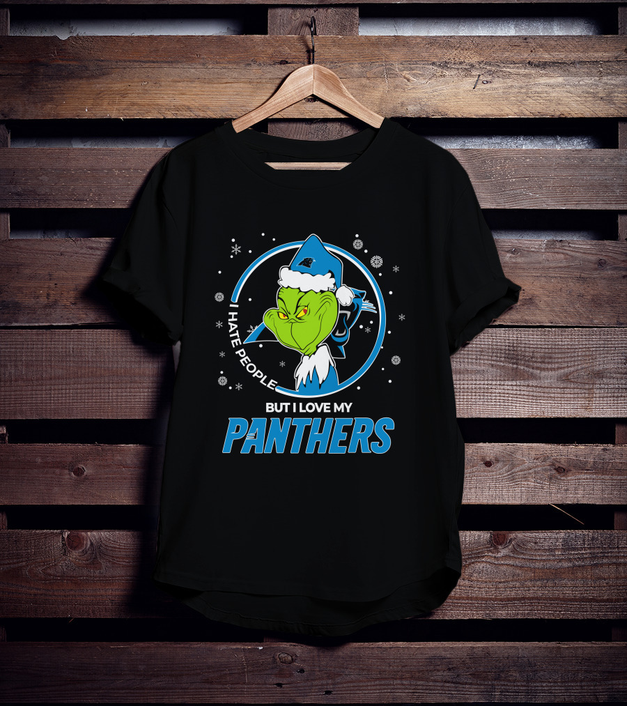 Christmas Grinch I Hate People But I Love My Panthers T-Shirt