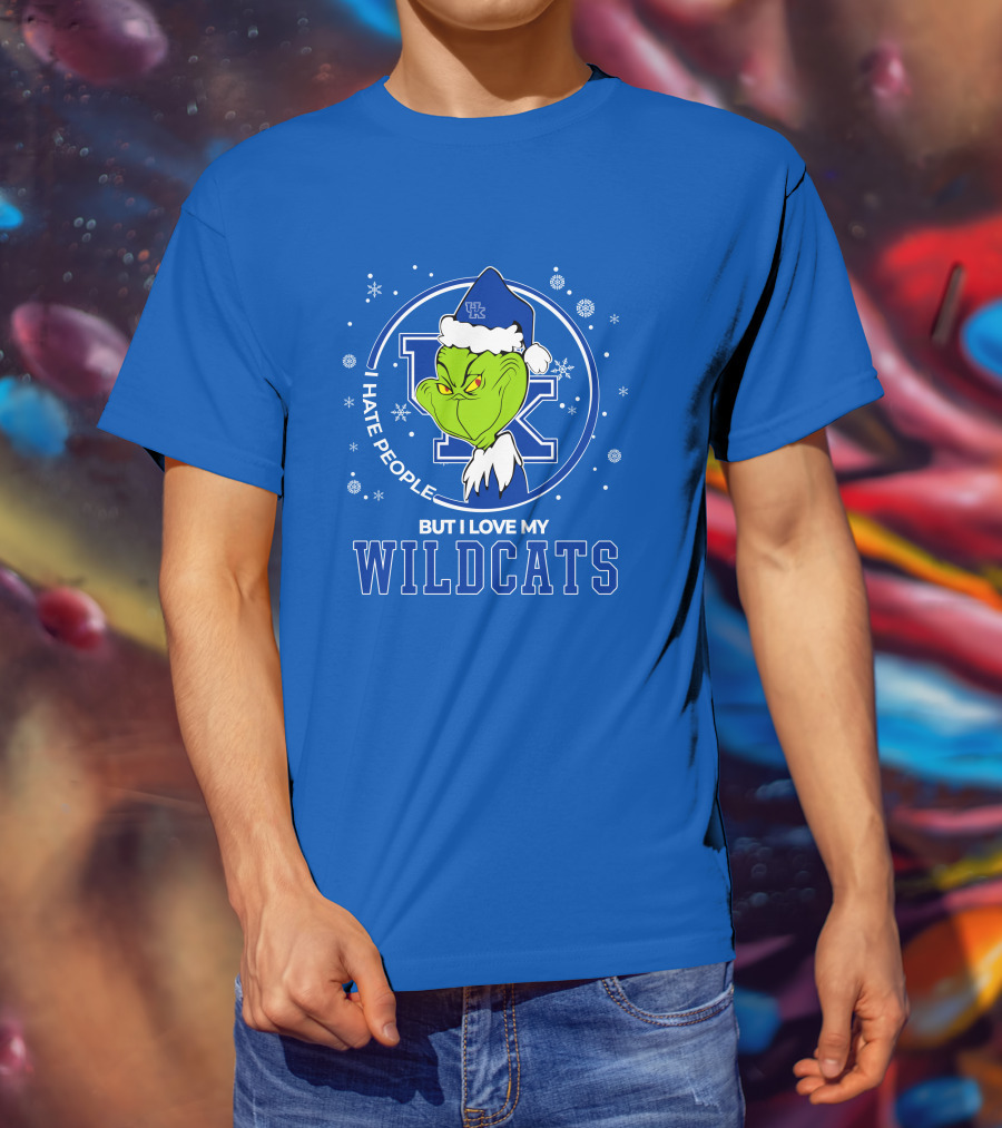 Grinch Santa I Hate People But I Love My Kentucky Wildcats T-Shirt