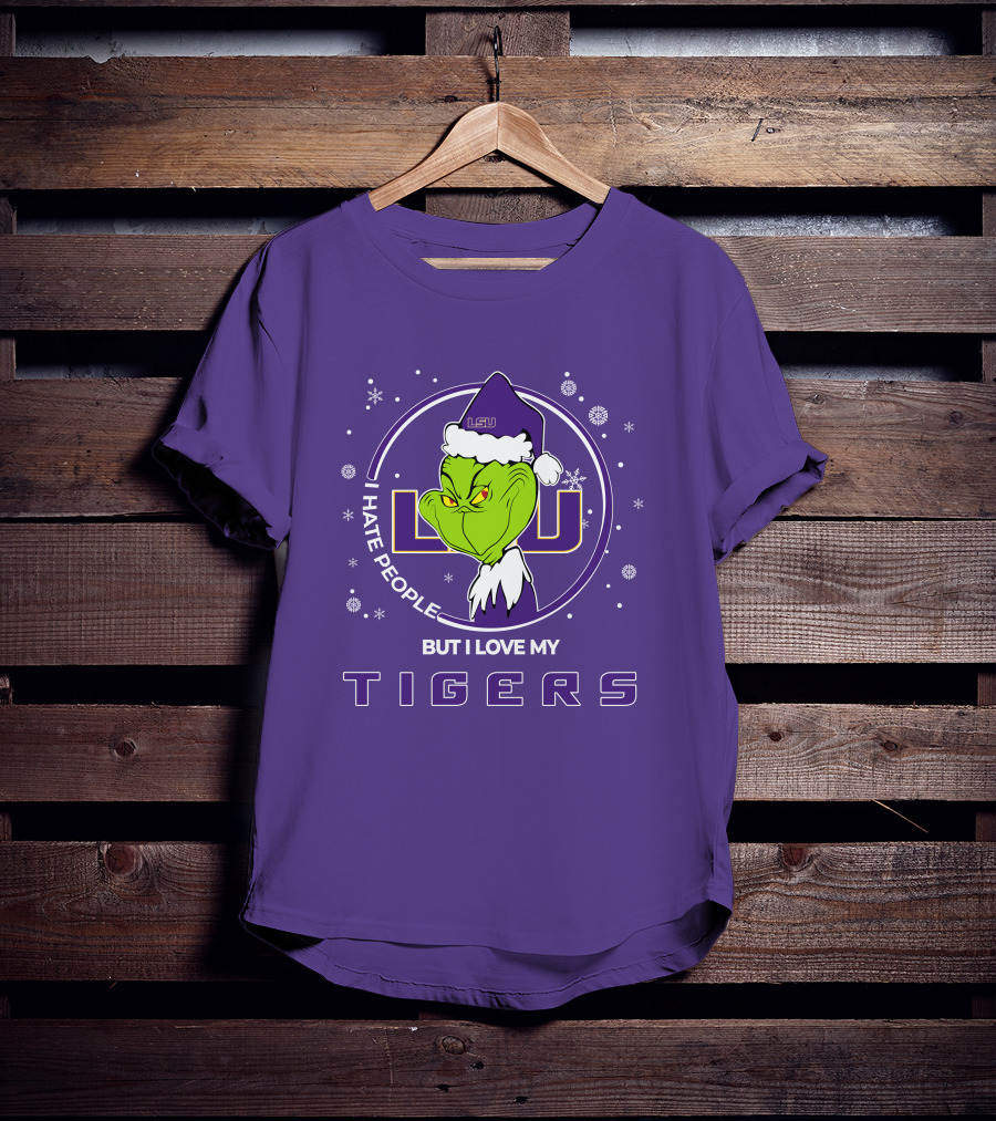 Grinch Santa I Hate People But I Love My LSU Tigers T-Shirt