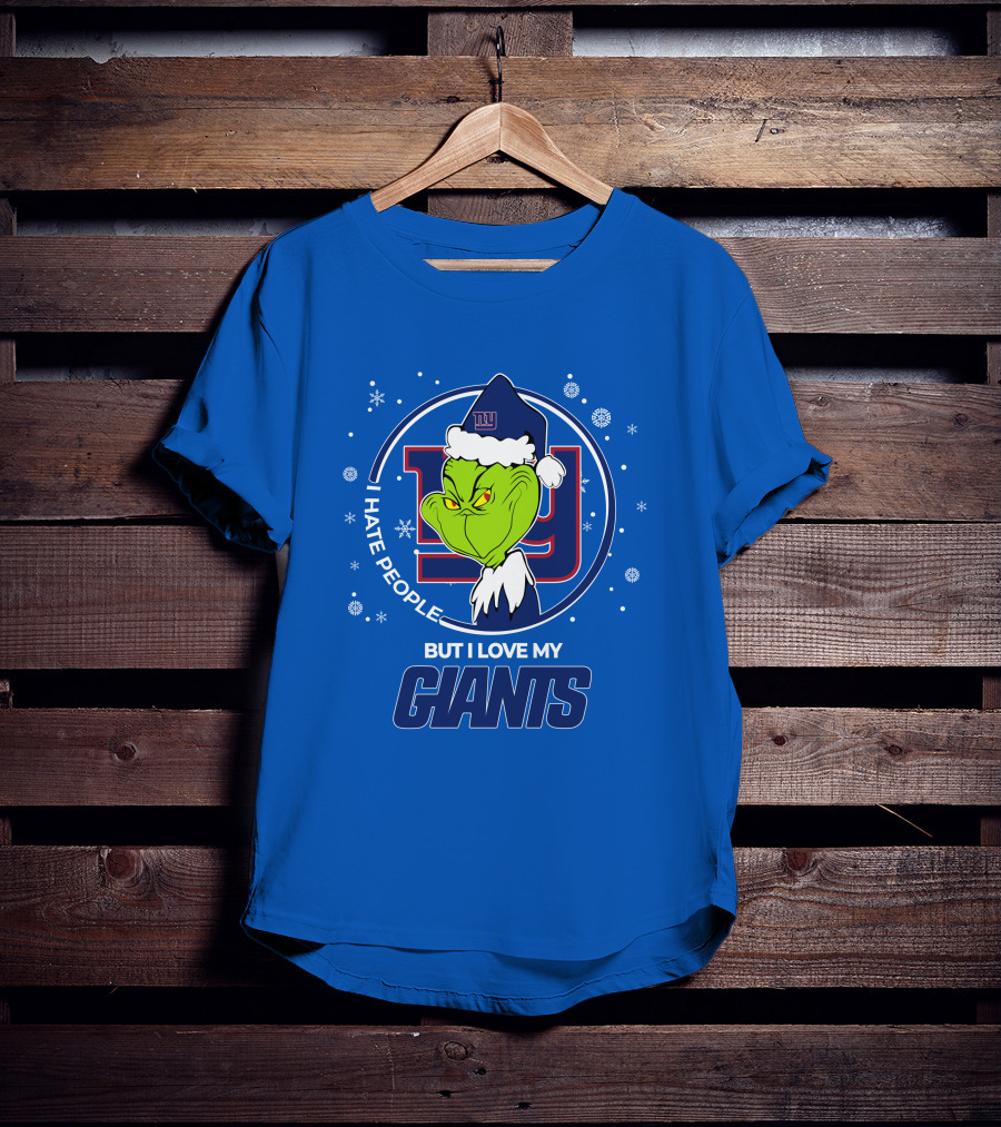 Grinch Santa I Hate People But I Love My New York Giants T-Shirt