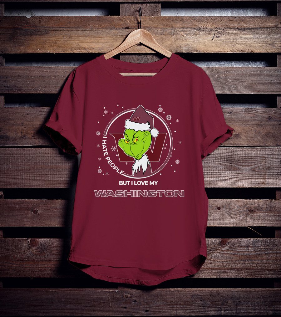 Christmas Grinch Santa I Hate People But I Love My Washington T-Shirt