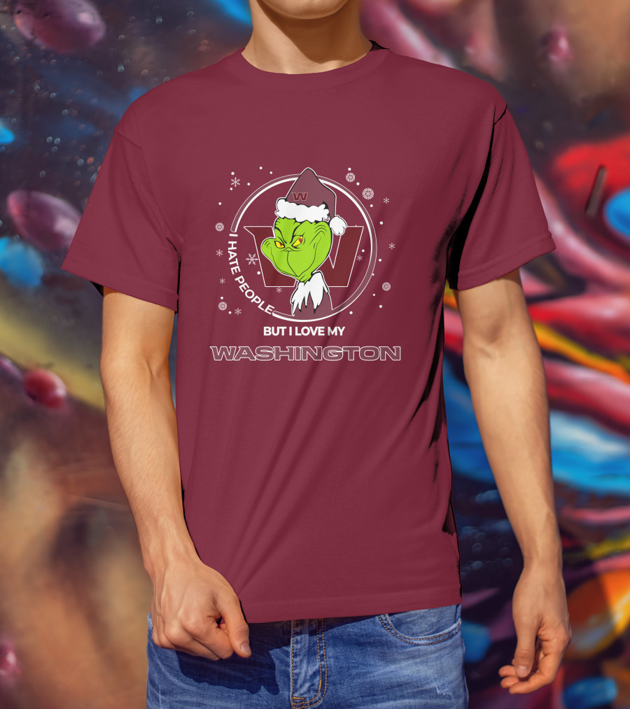 Christmas Grinch Santa I Hate People But I Love My Washington T-Shirt