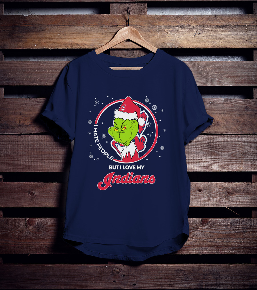 I Hate People But I Love My Indians Christmas Grinch Santa T-Shirt