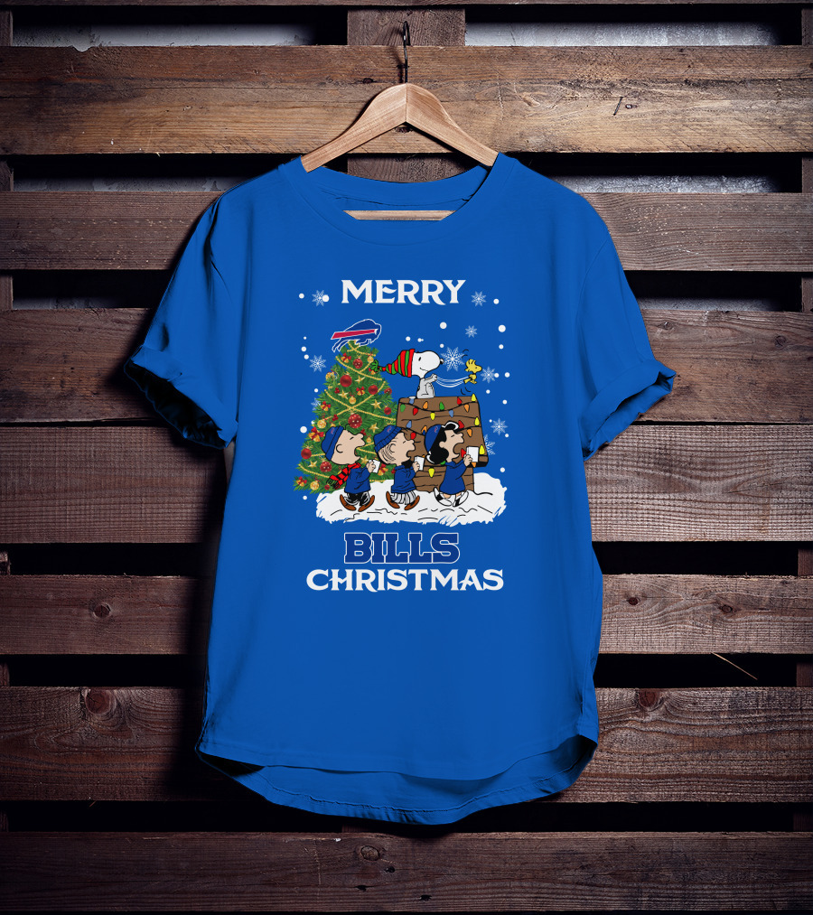 Merry Buffalo Bills Christmas Peanut Tree Celebration T-Shirt