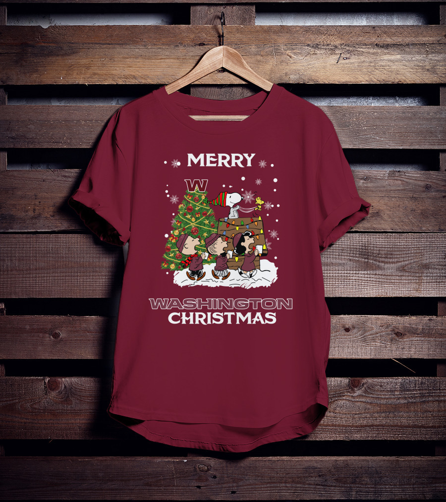 Merry Washington Christmas Tree Featuring Peanut Characters T-Shirt