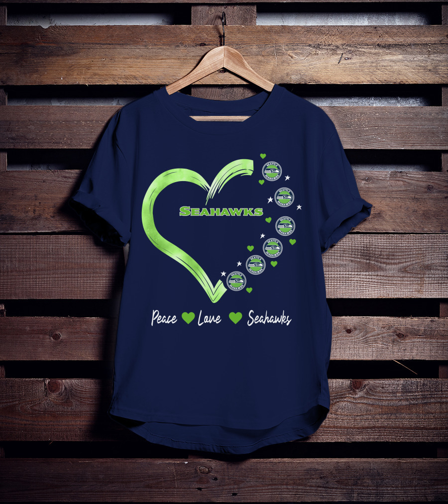Peace Love Seahawks Seattle Seahawks Hearts T-Shirt