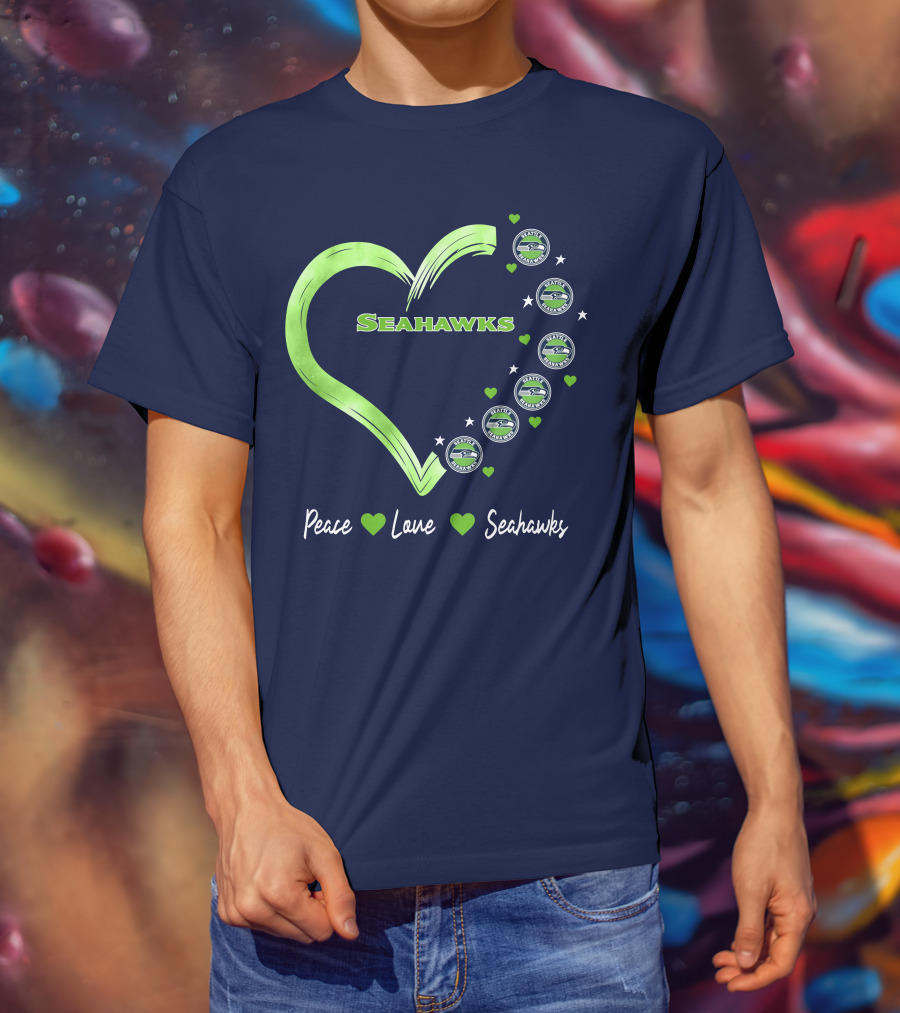 Peace Love Seahawks Seattle Seahawks Hearts T-Shirt