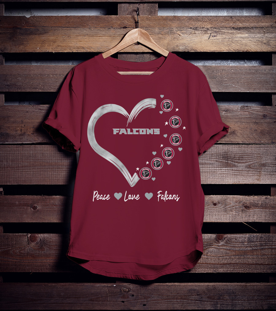 Peace Love Falcons Heart With Atlanta Falcons T-Shirt