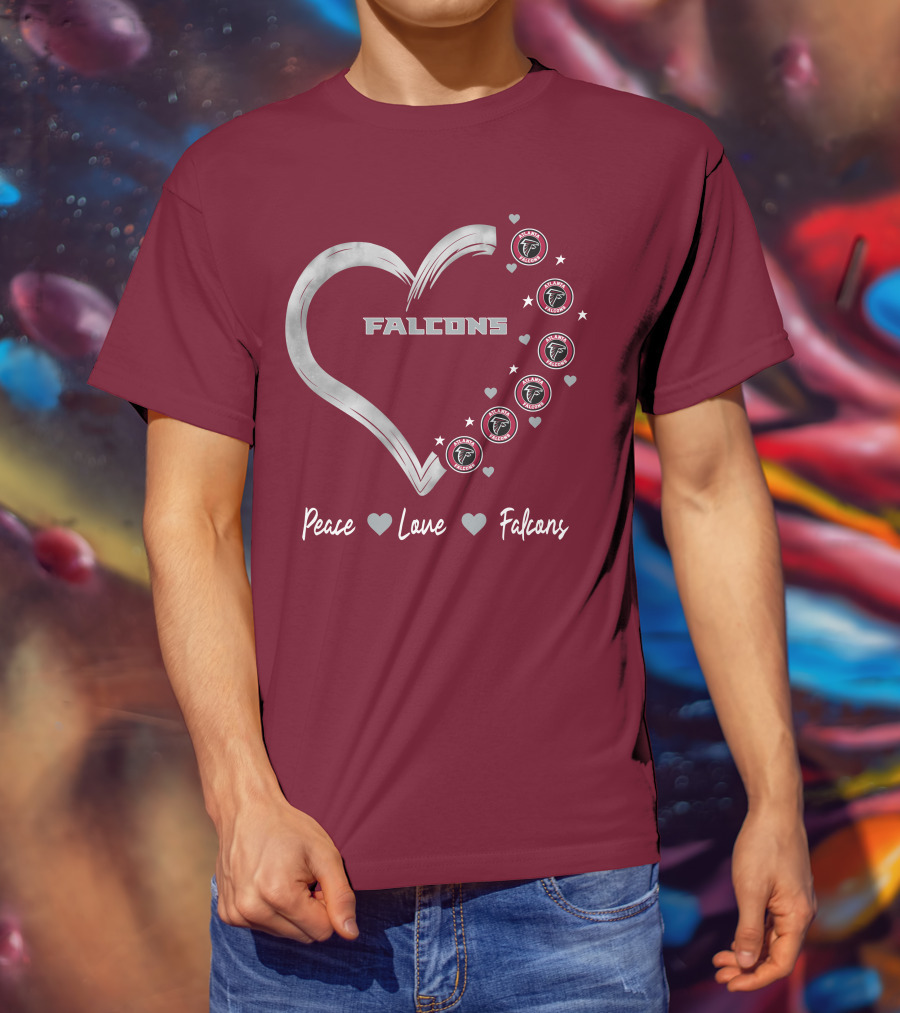 Peace Love Falcons Heart With Atlanta Falcons T-Shirt