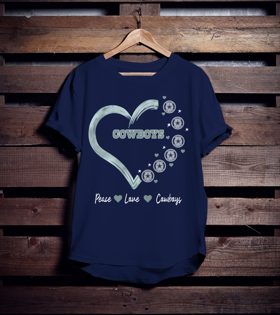 Peace Love Heart Cowboys Dallas Cowboys Stars T-Shirt