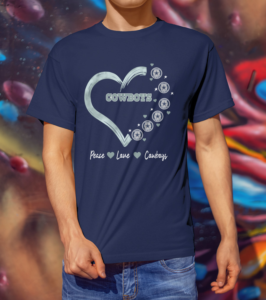 Peace Love Heart Cowboys Dallas Cowboys Stars T-Shirt