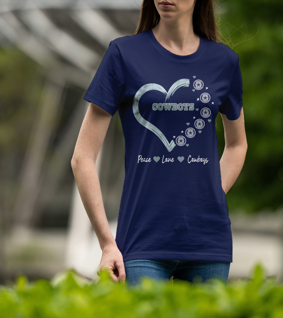 Peace Love Heart Cowboys Dallas Cowboys Stars T-Shirt