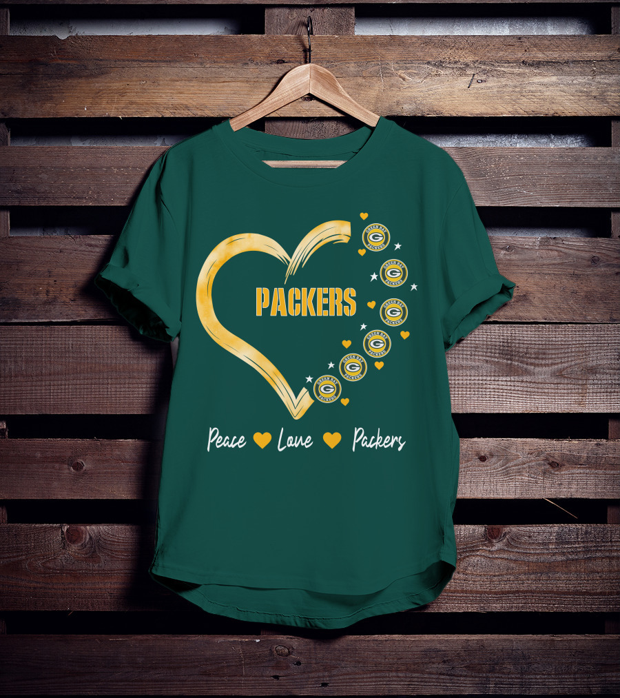Peace Love Packers Green Bay Packers Heart T-Shirt