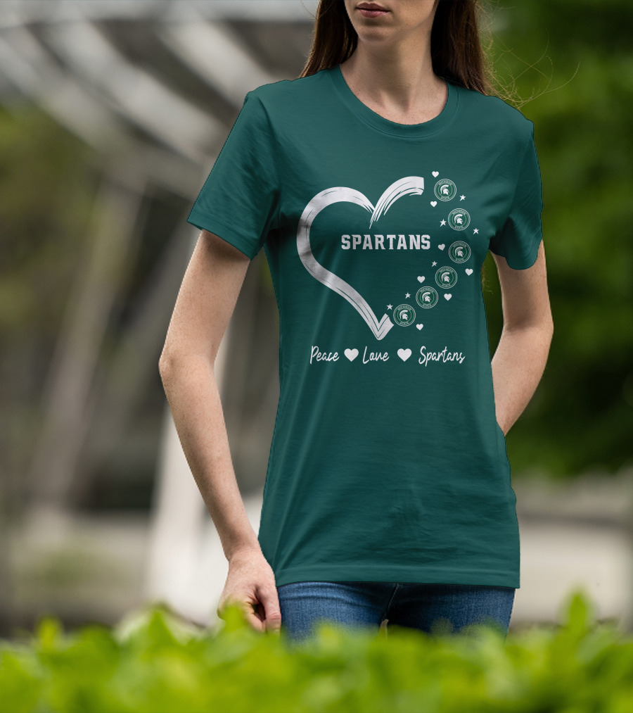 Peace Love Spartans Michigan State Spartans Heart T-Shirt