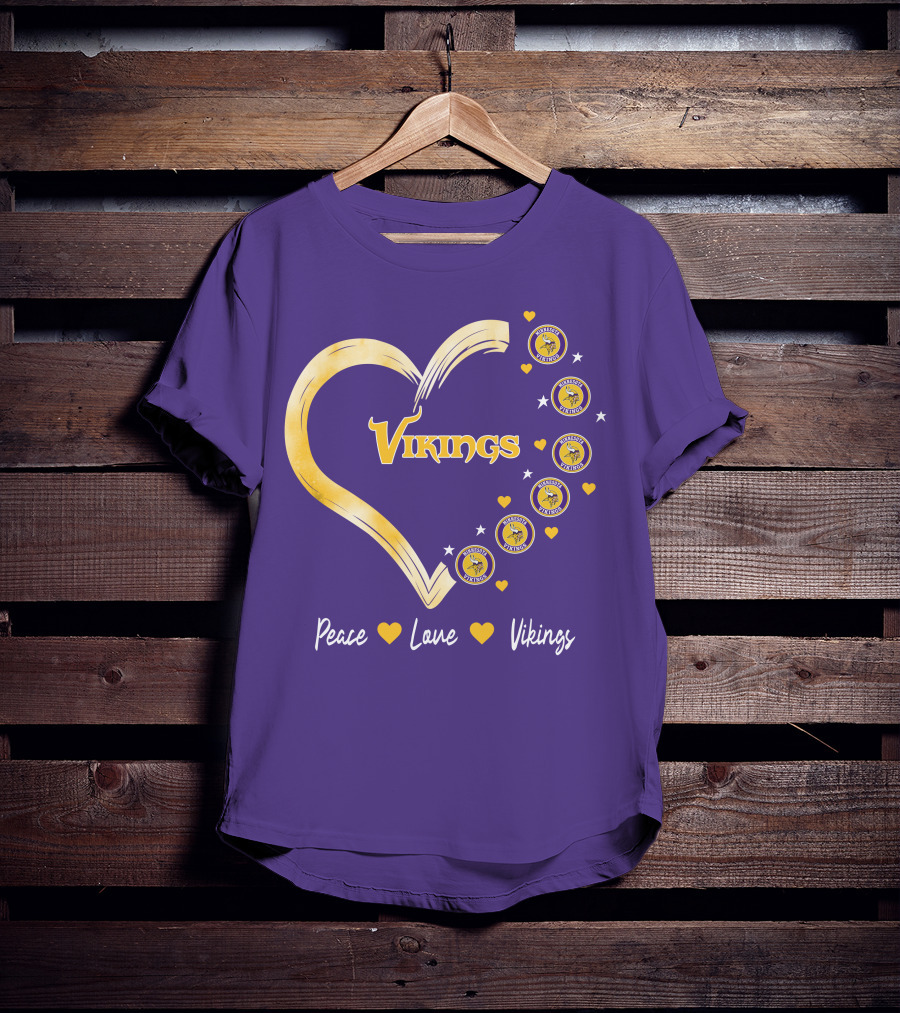 Peace Love Minnesota Vikings Heart T-Shirt