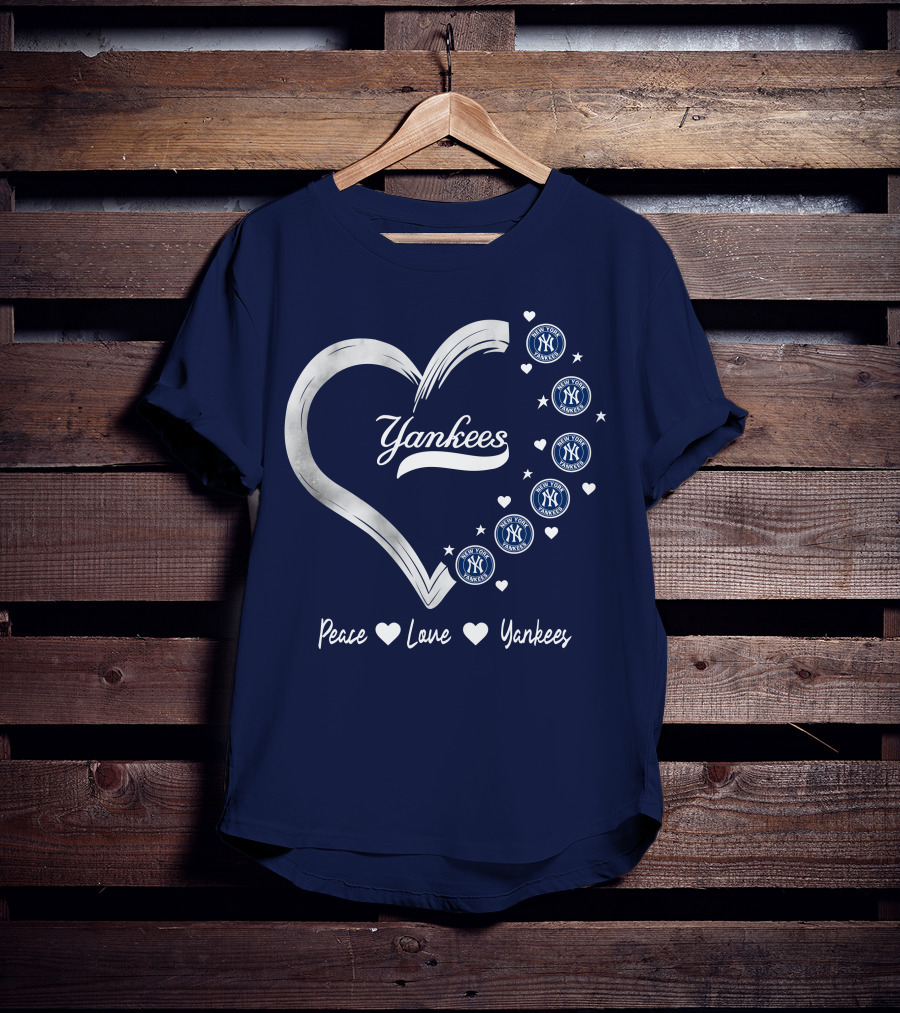 Peace Love Yankees Heart With New York T-Shirt