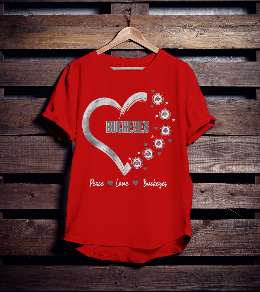 Peace Love Heart Buckeyes Ohio State Buckeyes T-Shirt