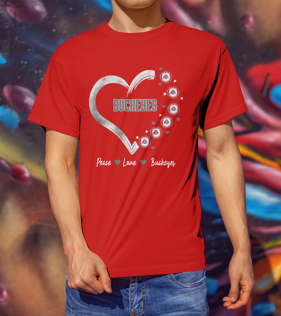 Peace Love Heart Buckeyes Ohio State Buckeyes T-Shirt