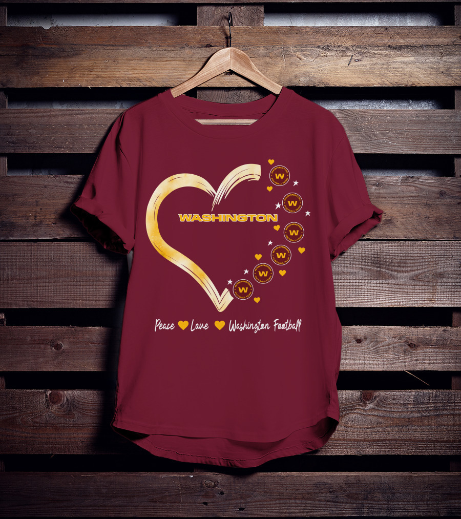Peace Love Washington Heart And Team Circles T-Shirt