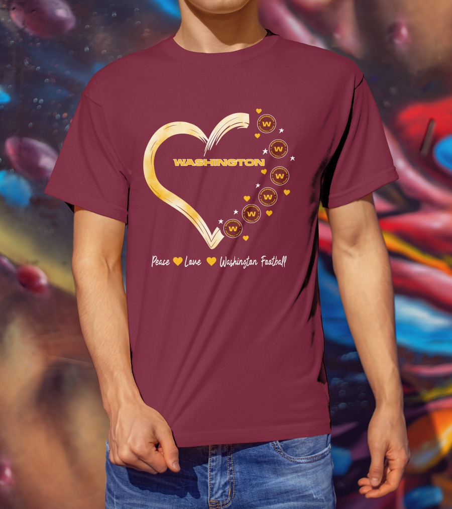 Peace Love Washington Heart And Team Circles T-Shirt