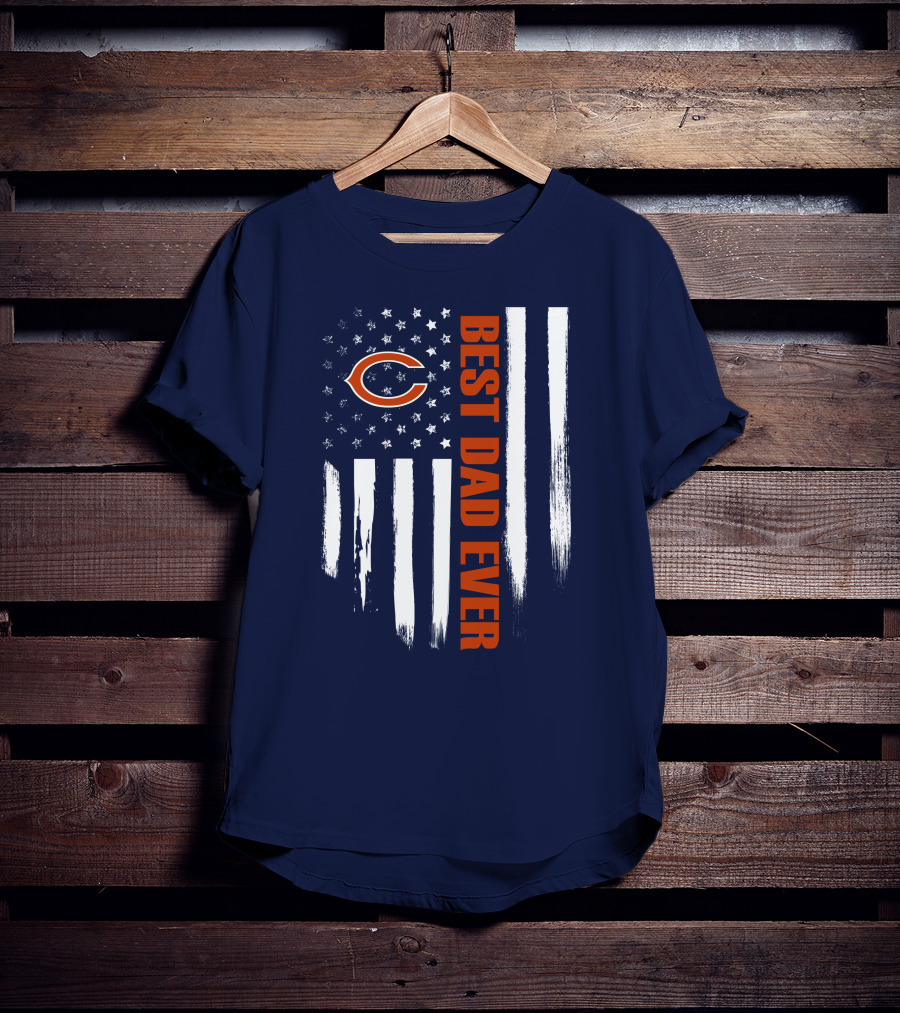 Chicago Bears Best Dad Ever American Flag T-Shirt