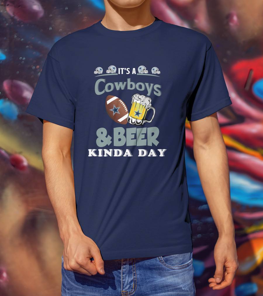 Dallas Cowboys Football Beer Kinda Day Football Helmet Star Mug T-Shirt