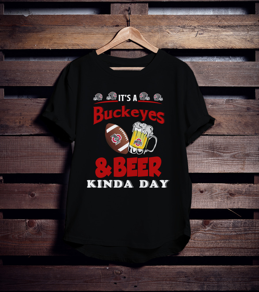 Ohio State Buckeyes And Beer Kinda Day Football Helmet And Mug T-Shirt