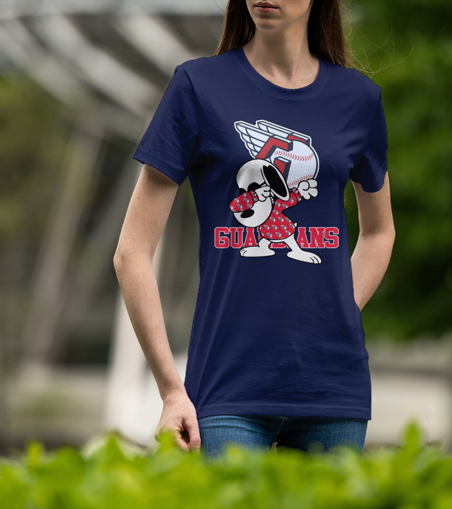 Cleveland Guardians Snoopy Dabbing Baseball T-Shirt