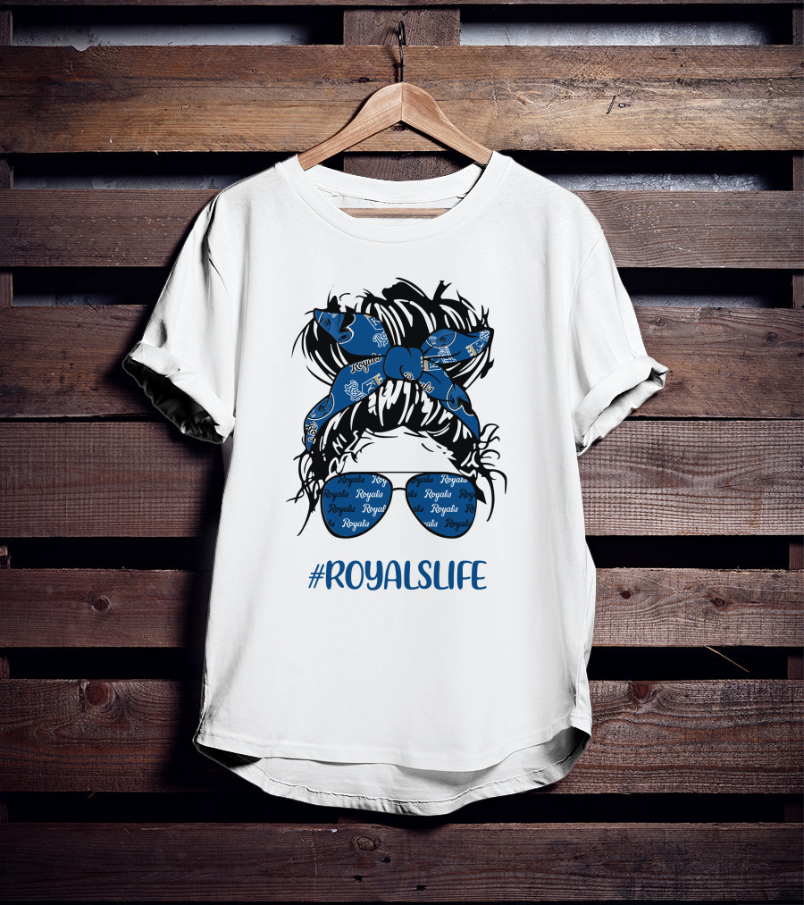 Kansas City Royals Messy Hairband Girl Glasses #RoyalsLife T-Shirt