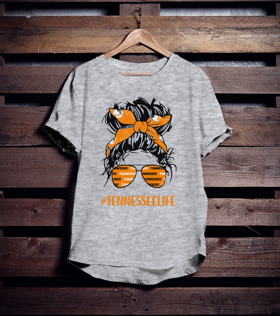TennesseeLife Tennessee Volunteers Messy Bun Girl Headband Glasses T-Shirt
