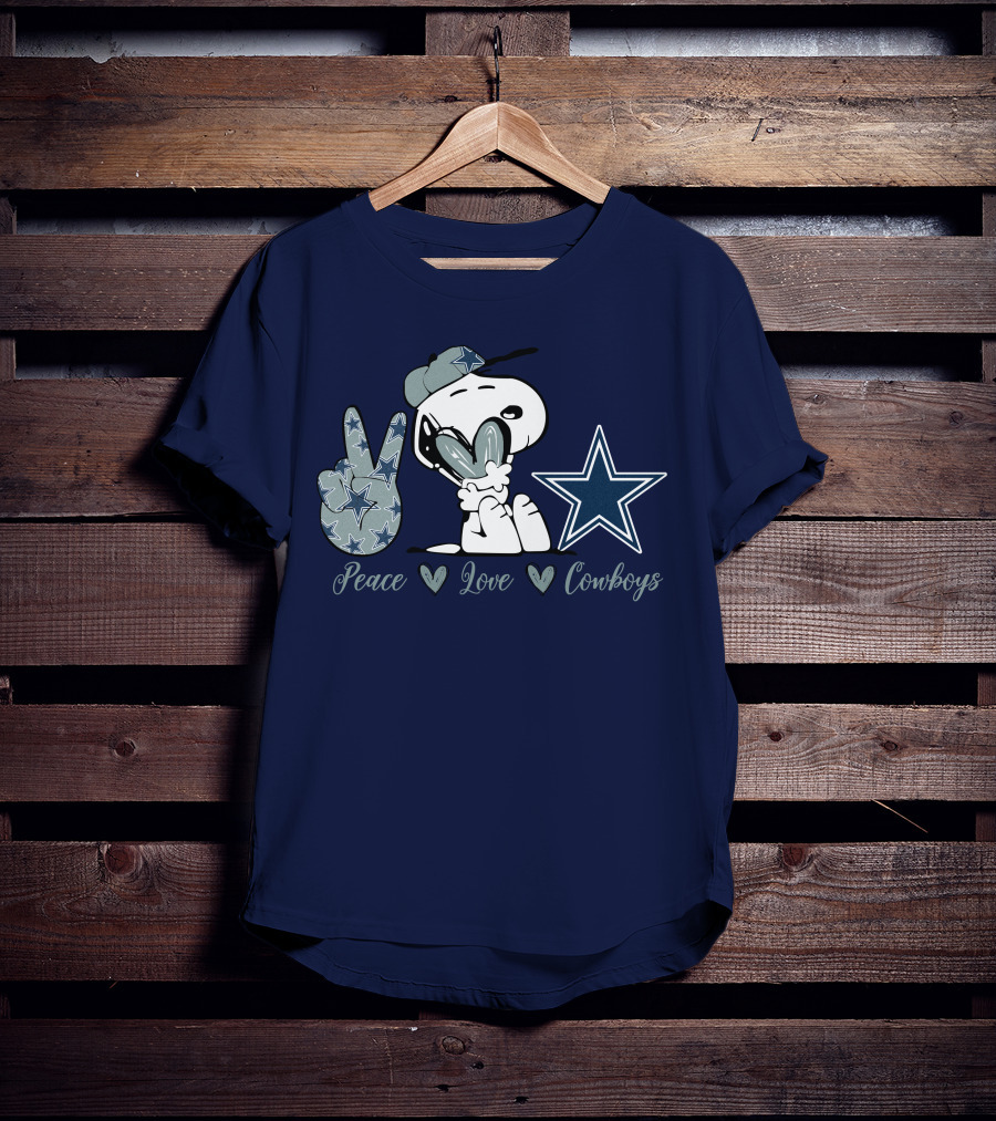 Peace Love Cowboys Snoopy Dallas Cowboys T-Shirt