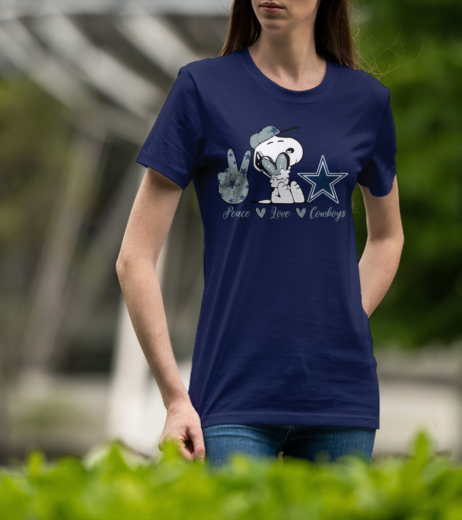 Peace Love Cowboys Snoopy Dallas Cowboys T-Shirt