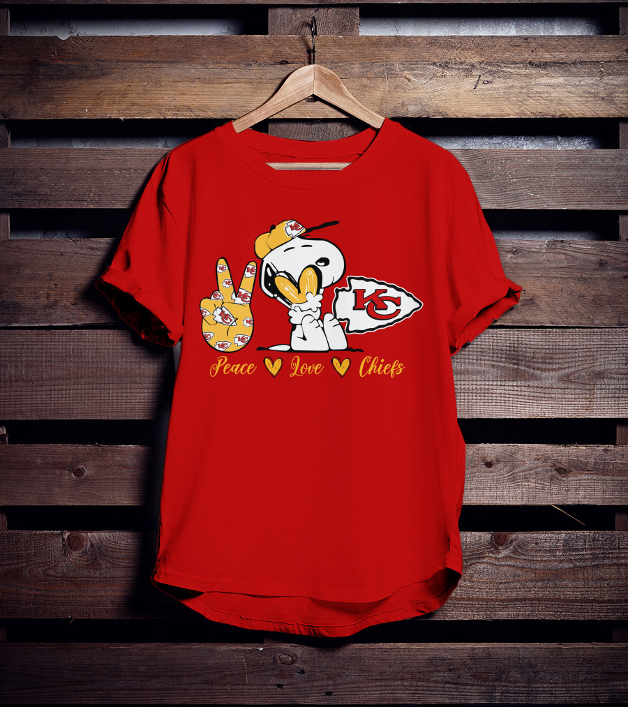 Peace Love Kansas City Chiefs Snoopy Nfl Emojis T-Shirt
