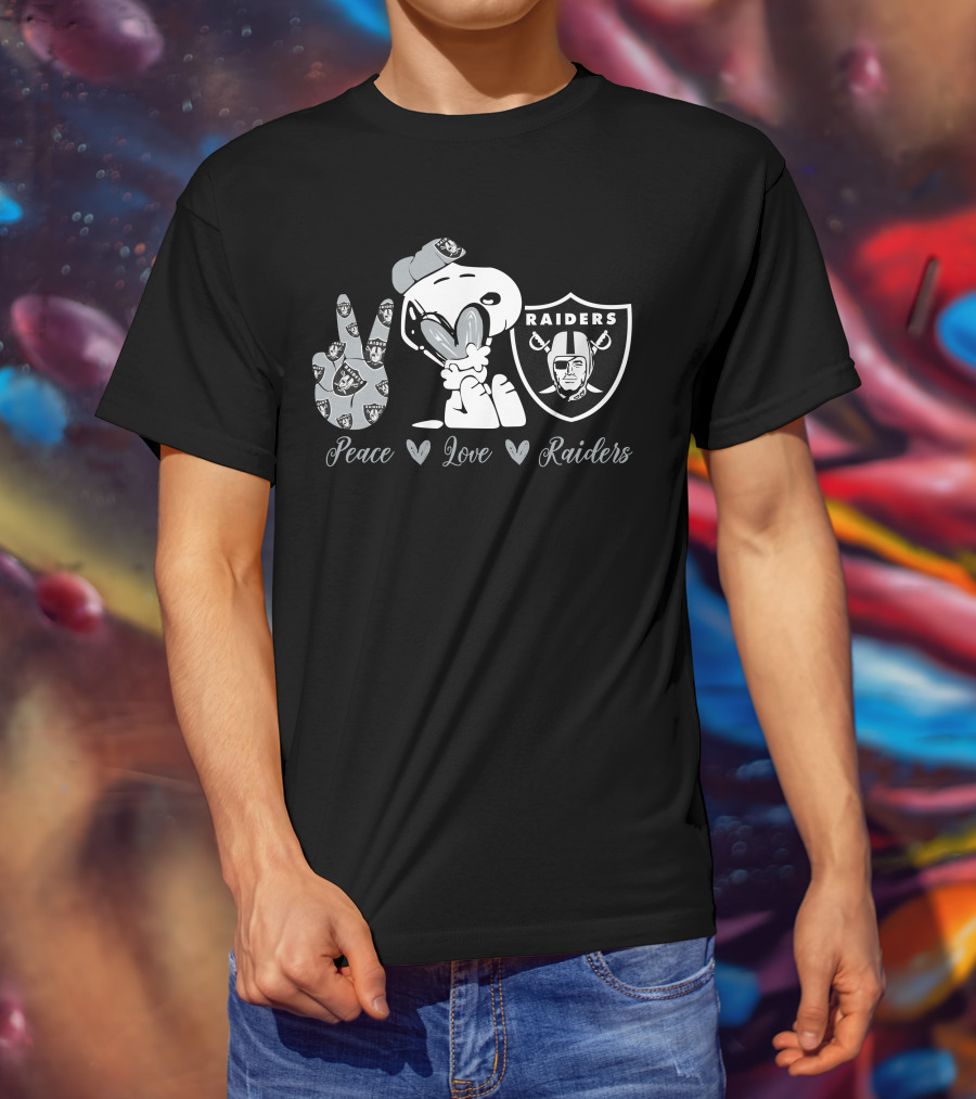 Peace Love Raiders Snoopy Football T-Shirt