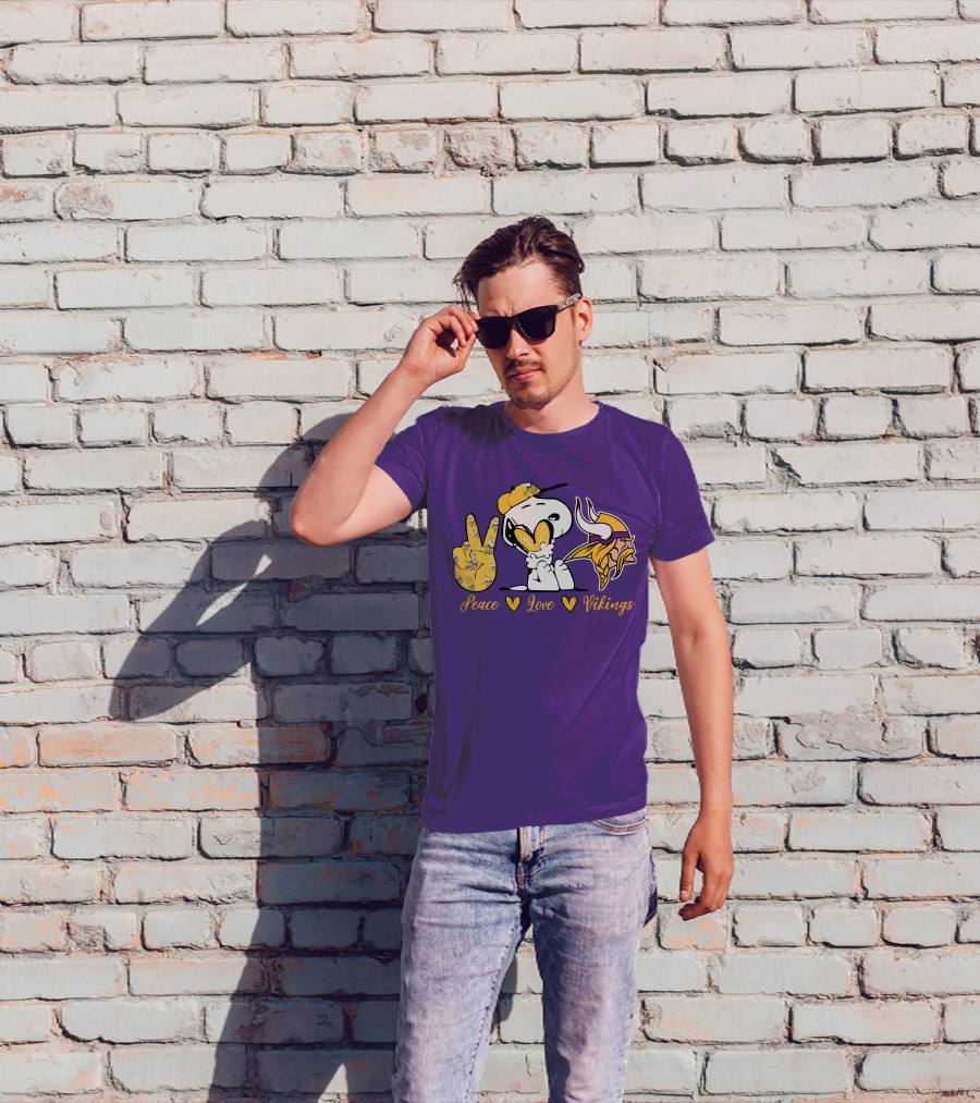 Peace Love Vikings Snoopy Minnesota T-Shirt