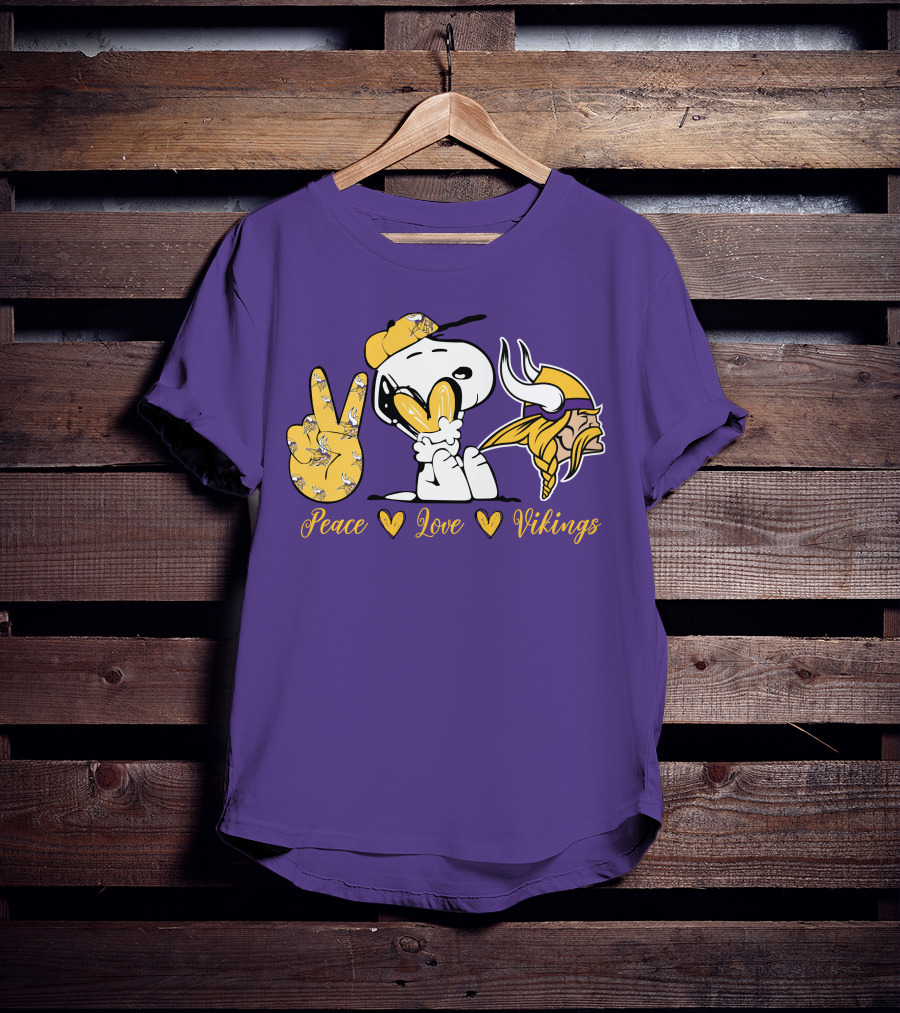 Peace Love Vikings Snoopy Minnesota T-Shirt