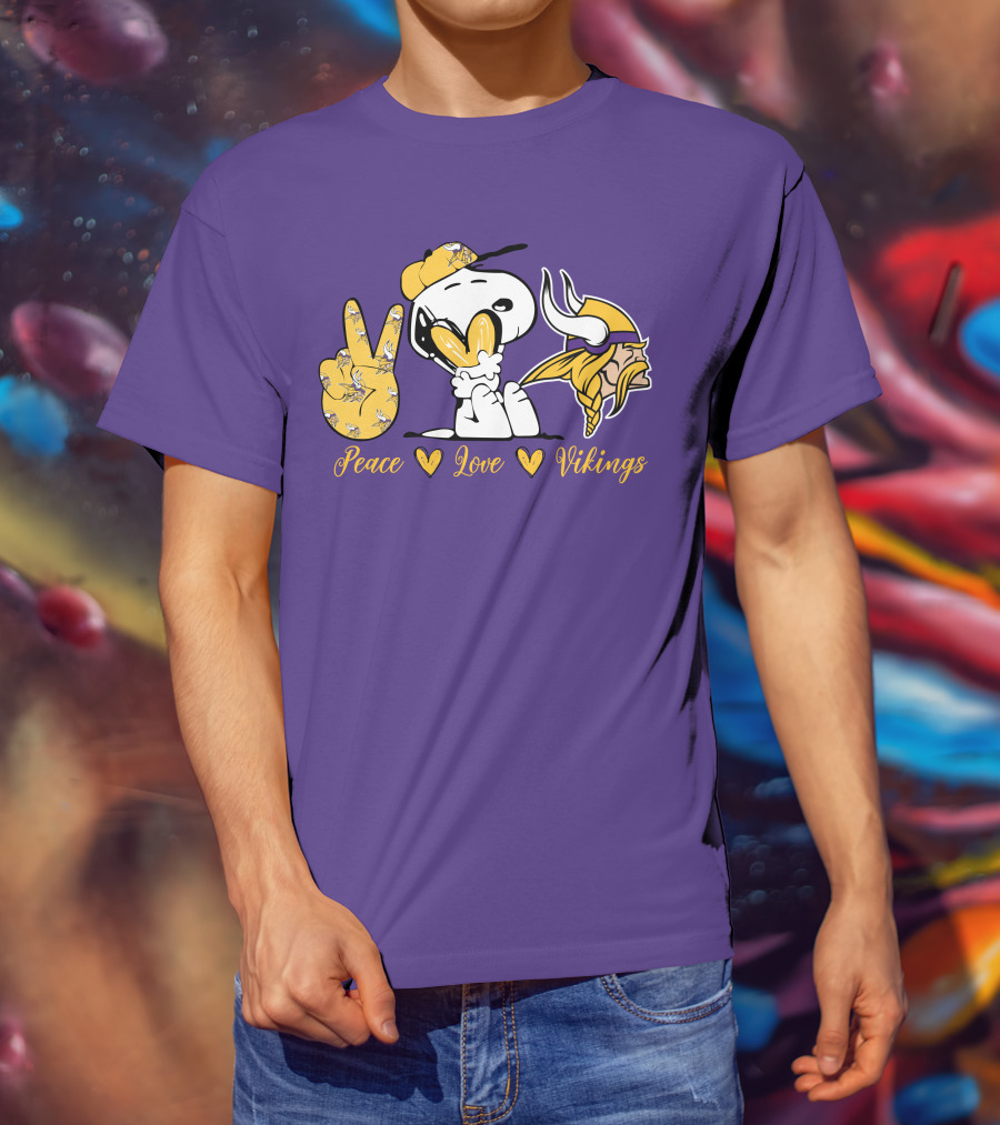 Peace Love Vikings Snoopy Minnesota T-Shirt