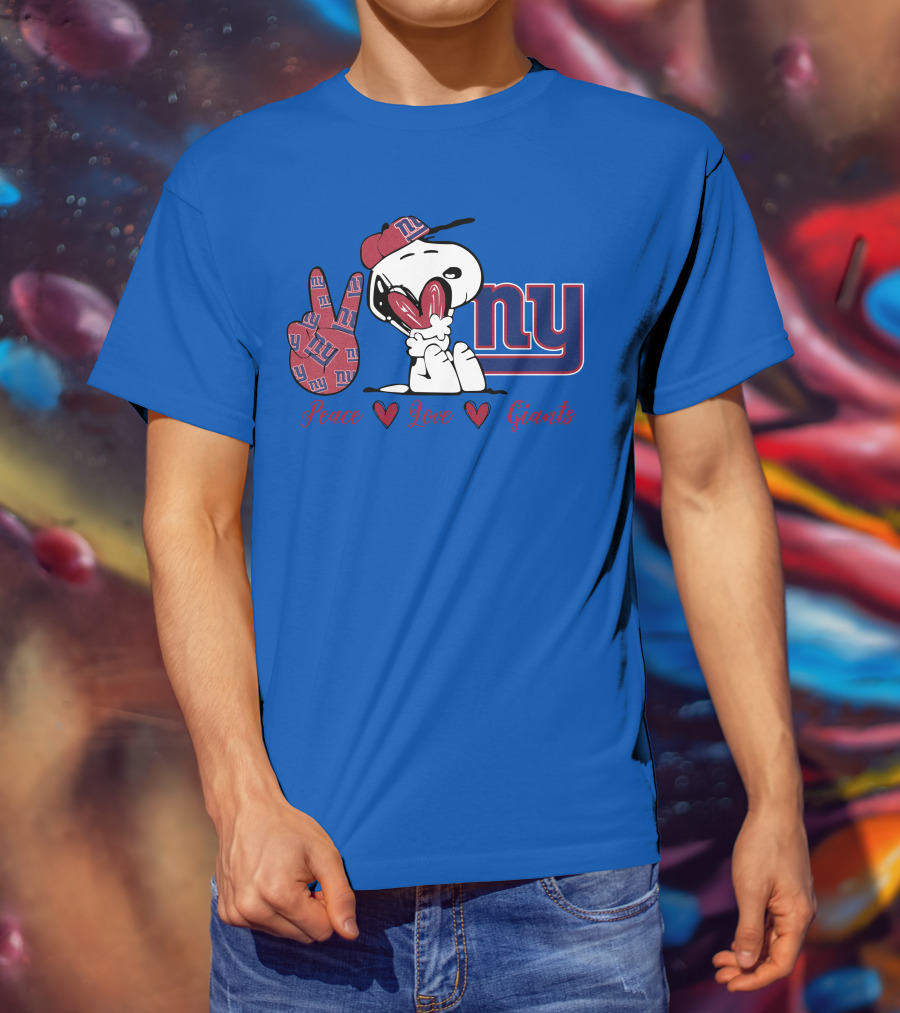 Peace Love New York Giants Snoopy Ny T-Shirt