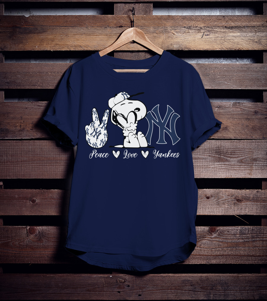 Peace Love Yankees Snoopy Ny Yankees T-Shirt