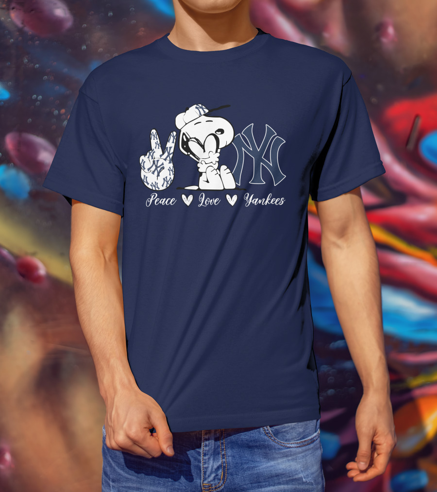 Peace Love Yankees Snoopy Ny Yankees T-Shirt