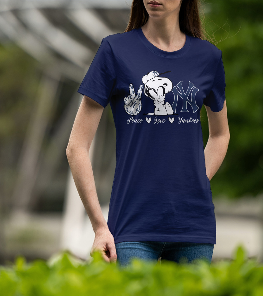 Peace Love Yankees Snoopy Ny Yankees T-Shirt