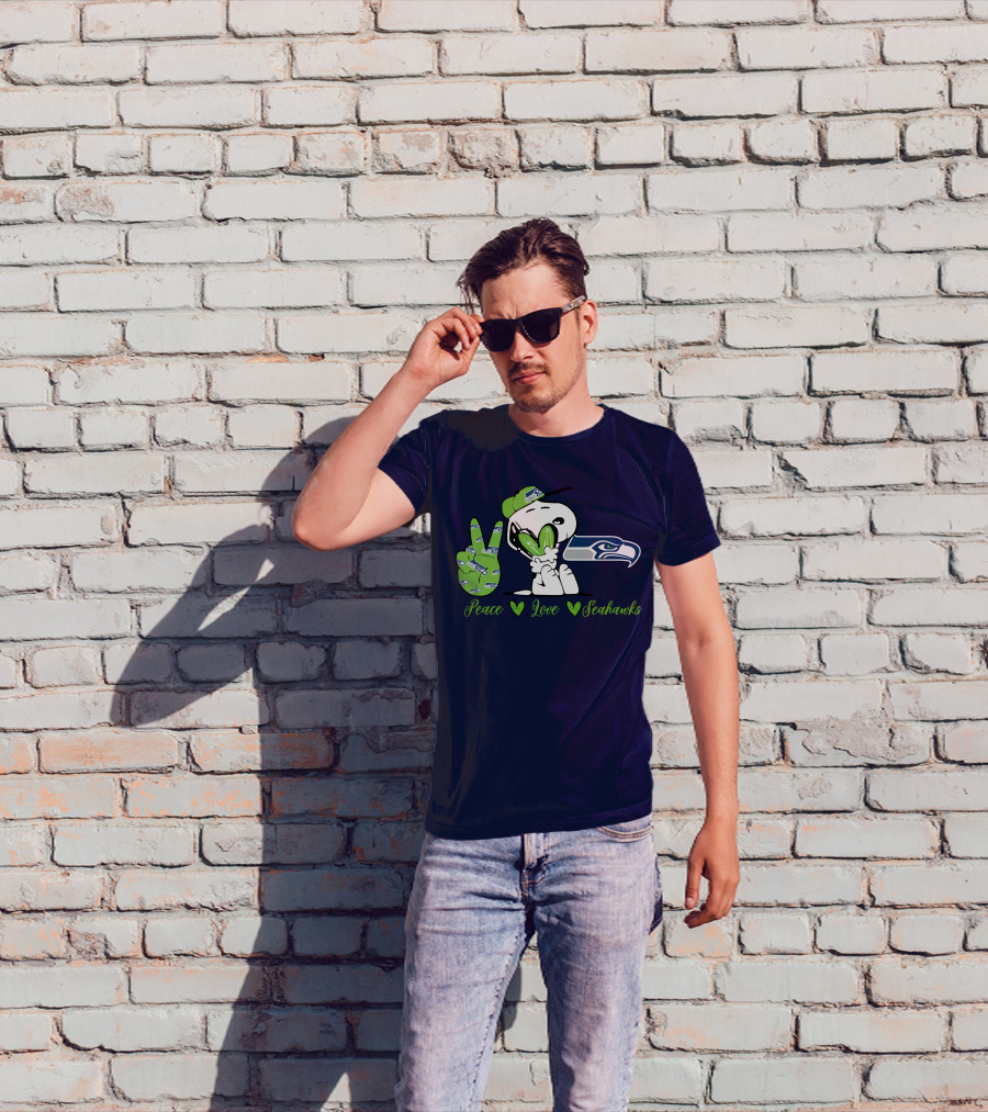 Snoopy Peace Love Seahawks T-Shirt