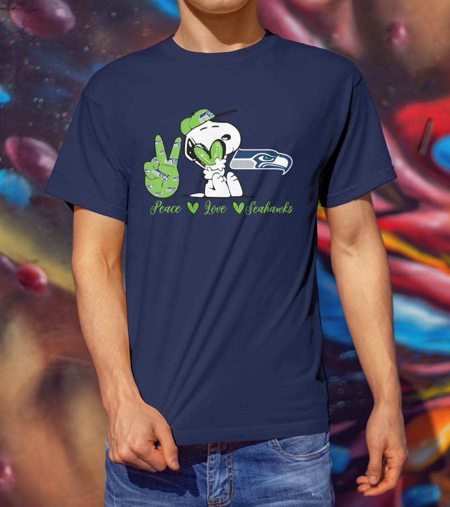 Snoopy Peace Love Seahawks T-Shirt