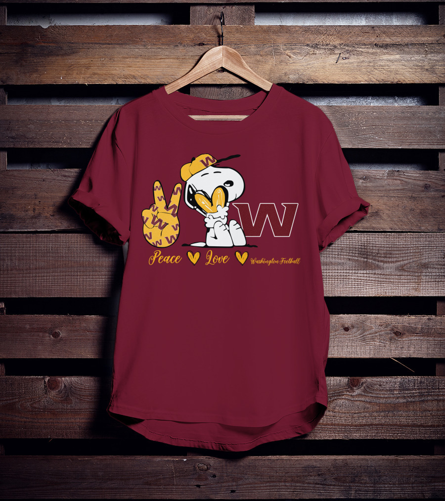 Peace Love Washington Football Snoopy W T-Shirt