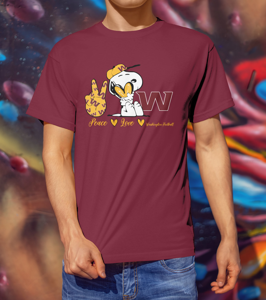 Peace Love Washington Football Snoopy W T-Shirt