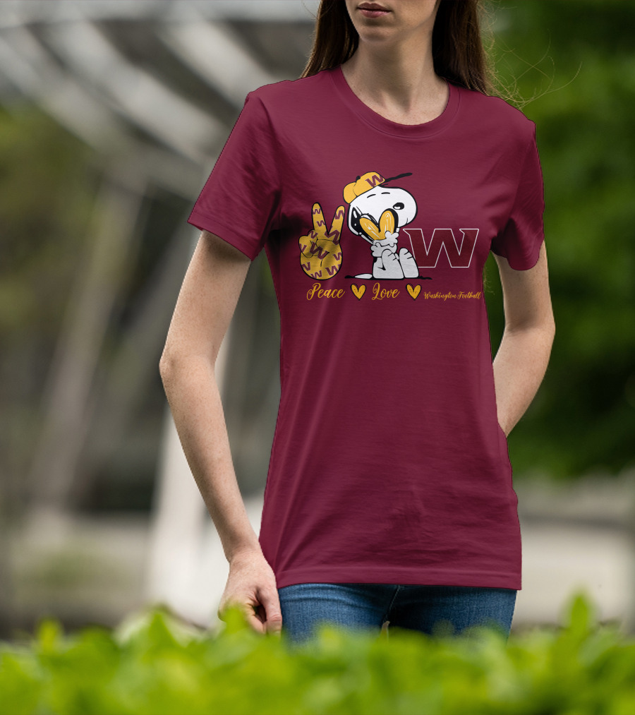 Peace Love Washington Football Snoopy W T-Shirt