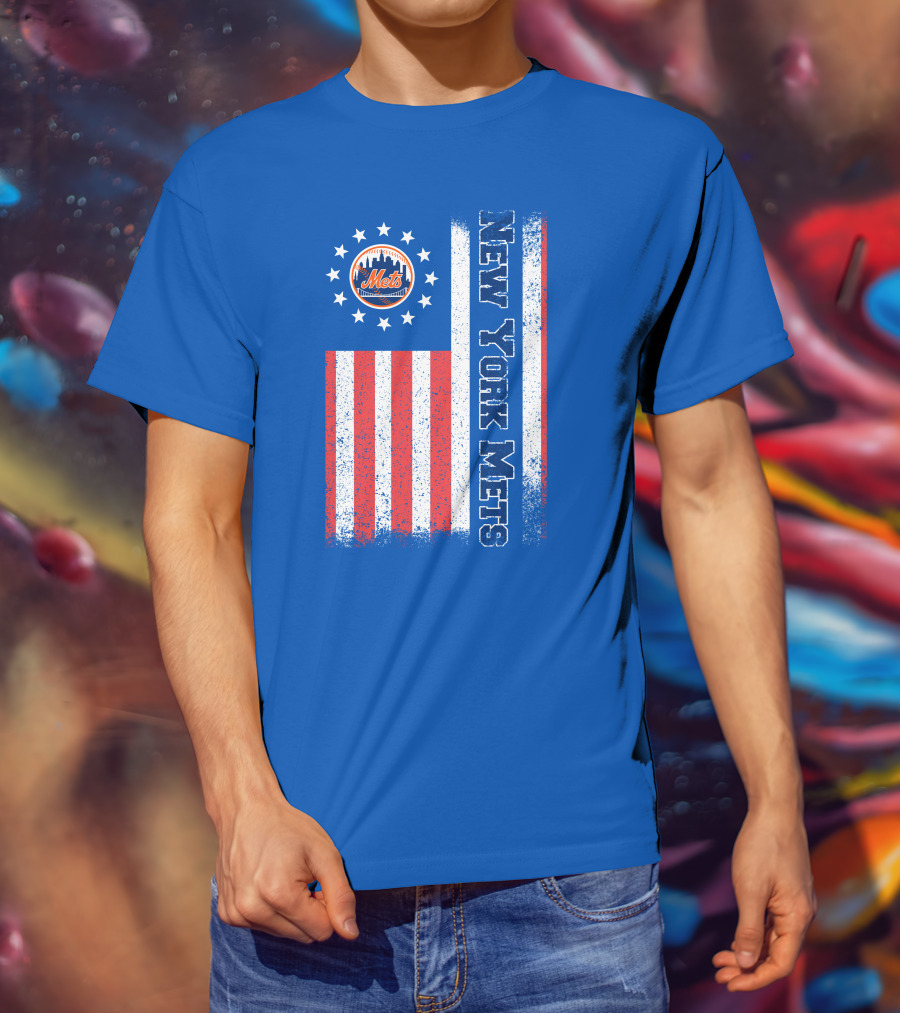New York Mets American Flag Stars Stripes T-Shirt