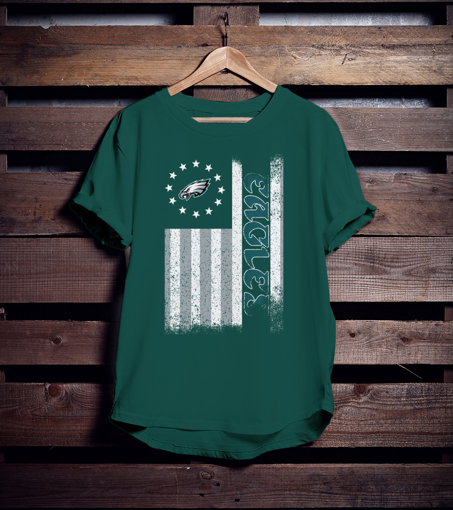 Philadelphia Eagles Stars And Stripes American Flag T-Shirt