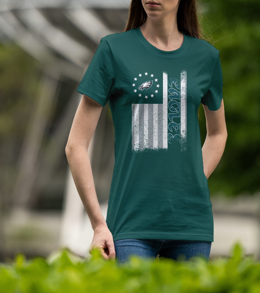 Philadelphia Eagles Stars And Stripes American Flag T-Shirt